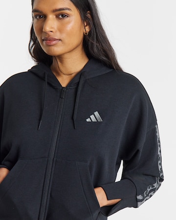 adidas 3 Stripe Leopard Print Full Zip Hoodie