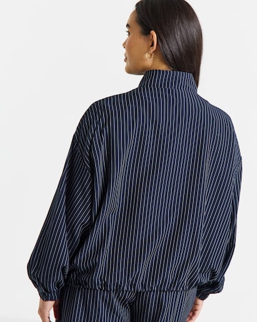 Simply Be Navy Stripe Full Zip Funnel Neck Top