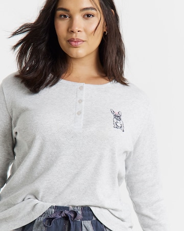 Pretty Secrets Henley Top And Check Bottom Cotton Pyjama Set