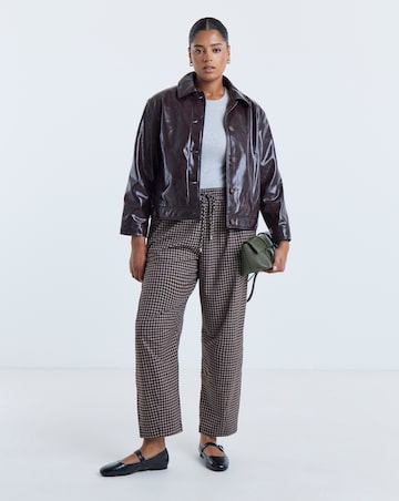 Simply Be Chocolate Check Tie Waist Barrel Trouser
