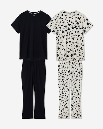 Pretty Secrets (2 Pack) Value Pyjama Sets Heart Print/Black