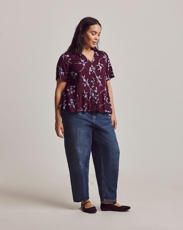 Julipa Printed Button Down Peplum Blouse