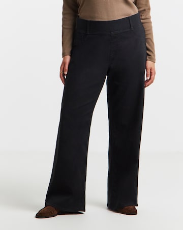 Black Stretch Wide Leg Pull On Jeggings