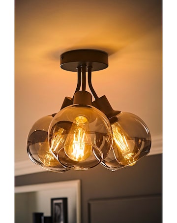 ValueLights Bellamy Matte Black Smoke Glass Bubble Cluster Ceiling Light