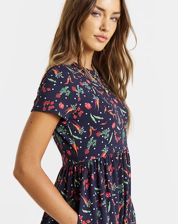 Simply Be Black Printed Jerseyt Midi Dress With Pockets