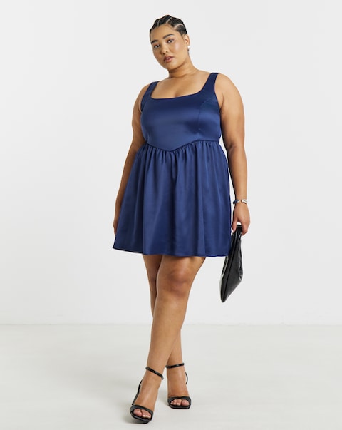 Simply Be Satin Angled Waist Dress