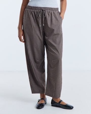 Simply Be Chocolate Check Tie Waist Barrel Trouser