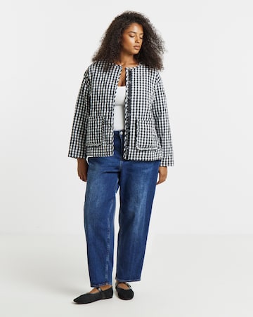 Simply Be Black Quilted Gingham Jacket