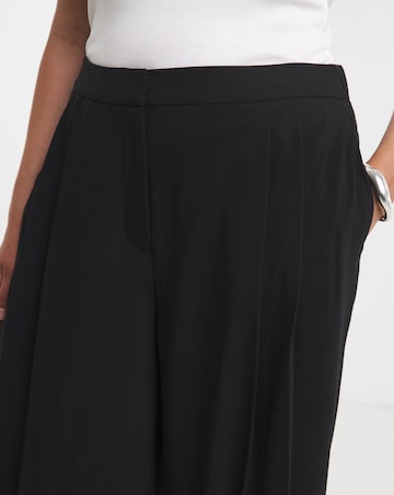 Black Magisculpt Pleated Wide Leg Trousers Regular