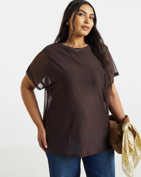 Simply Be Chocolate Mesh Tank Top