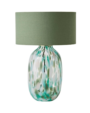 ValueLights Belinda Green Confetti Glass Table Lamp