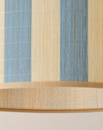 ValueLights Lori Medium Blue Stripe Bamboo Printed Shade 30cm