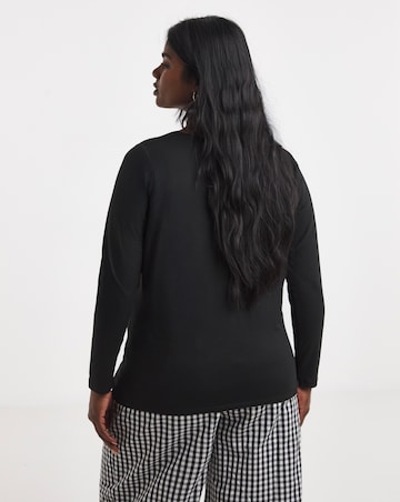 Black Long Sleeve Square Neck Top