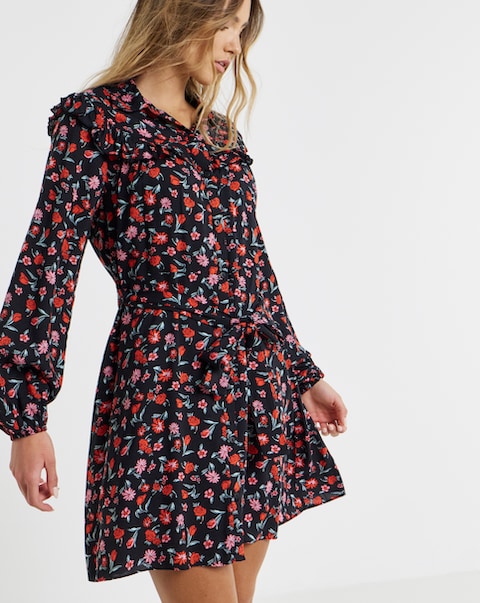 Frill Detail Shirt Dress