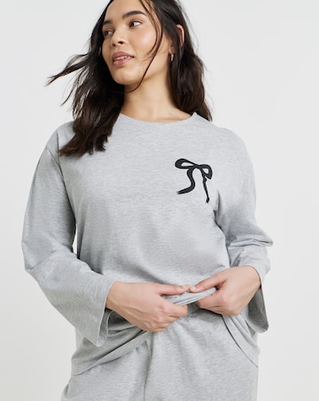 Pretty Secrets Value Plain Marl Bow Pyjama Set