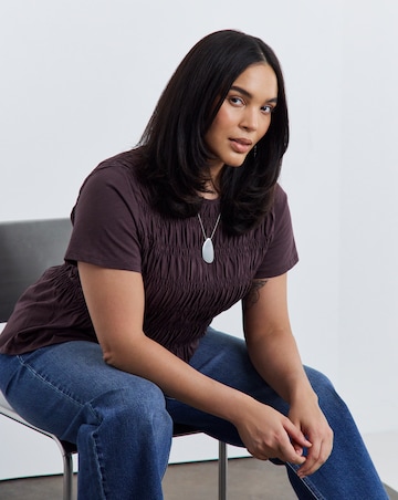 Simply Be Chocolate Shirred Peplum Top