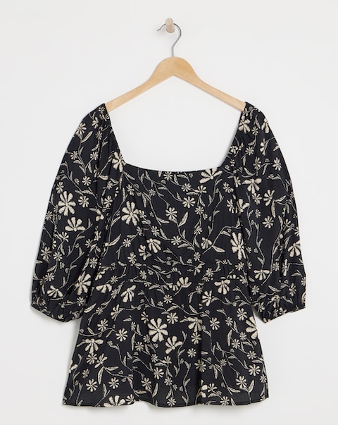 Simply Be Ditsy Print Spun Viscose Blouse