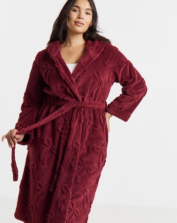 Pretty Secrets Bow Textured Fleece Hooded Dressing Gown