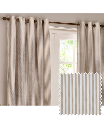 Yard Hebden Striped 100% Cotton Eyelet Lined Curtains