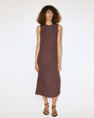 Mango Side Ruched Dress With Tie Detail