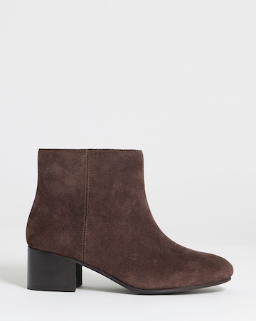 Chiba Suede Low Block Heel Ankle Boots - Wide Fit (E)