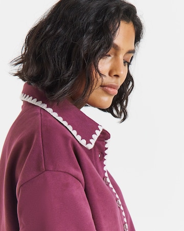 Simply Be Mulberry Whipstitch Long Sleeve Polo Sweatshirt
