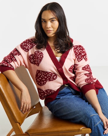 Heart Design Boyfriend Cardigan