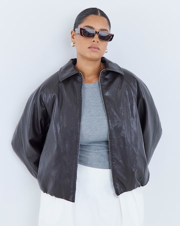 Chocolate Bubble Hem Faux Leather Jacket