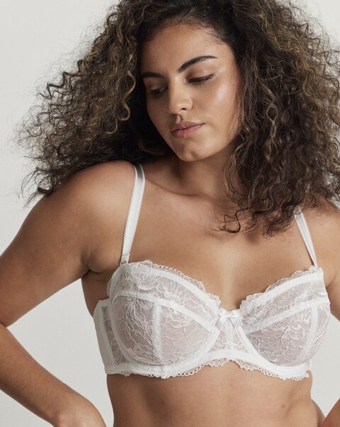 Figleaves Curve Fleur Embroidery Suspender - White