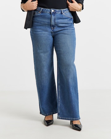 Simply Be 99 1 Mid Blue Comfort Stretch Slouchy Wide Leg Jeans