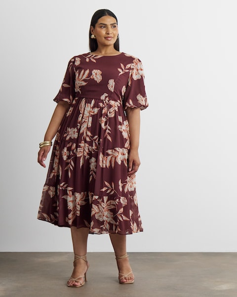 Joanna Hope Lace Back Midi Dress