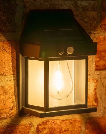 Pack of 4 - Black Lanterns, PIR Motion Sensor Wall Garden Solar Lights