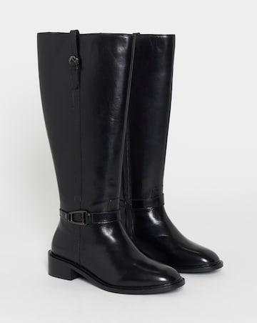 Tori Leather Knee High Buckle Boots - Extra Wide Fit (EEE) & Super Curvy Calf