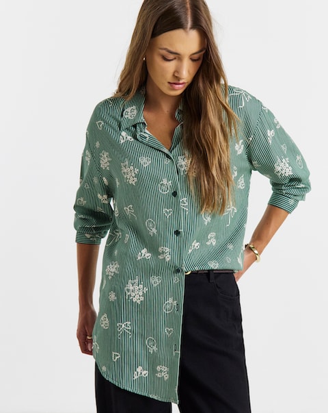 Simply Be Stripe Linen Mix Boxy Shirt