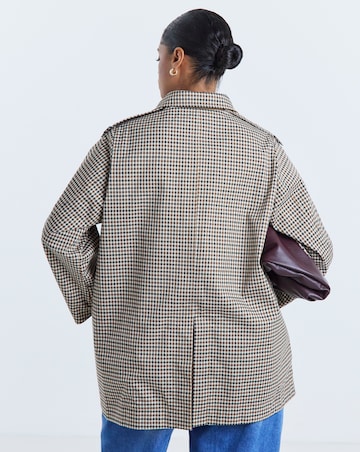 Neutral Check Print Reversible Mod Coat