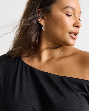 Simply Be Black Off The Shoulder Short Sleeve Top