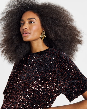 Twisted Wunder Velvet Sequin T-Shirt Mini Dress