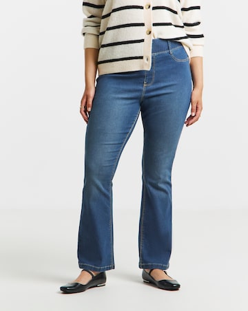 Mid Wash Stretch Flared Pull On Jeggings