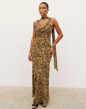 Pretty Lavish Arden High Cowl Scarf Leopard Print Maxi Dress