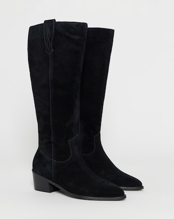 Carly Suede Knee High Western Boots - Wide Fit (E) & Curvy Calf