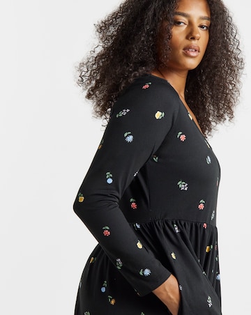 Simply Be Ditsy Print Scoop Neck Pocket Midi Dress