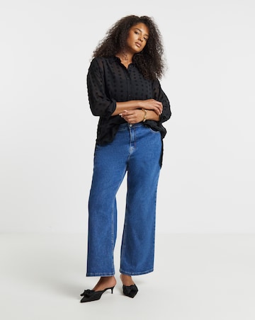 Black Relaxed Dip Back Georgette Dobby Shirt