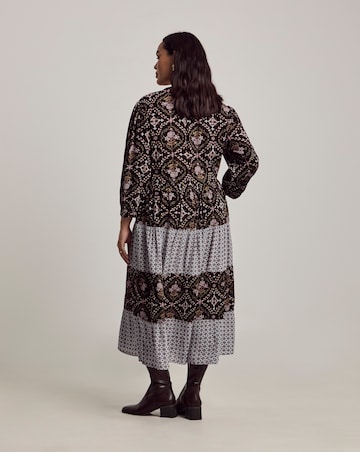 Julipa Mixed Print Tiered Midi Dress