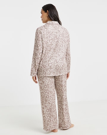 Pretty Secrets Animal Print Soft Knit Button Through Pyjama Set