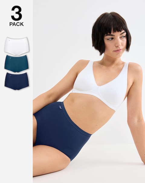 Sloggi (3 Pack) Basic Maxi Cotton Knickers Blue Multi