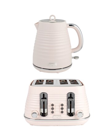 Salter Ripple Rapid Boil Kettle & Salter Ripple 4 Slice Toaster - Pink Bundle