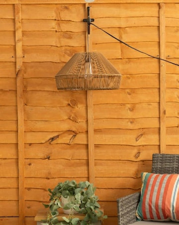 ValueLights Solar Powered Outdoor Garden Natural Rattan Pendant Hanging Light