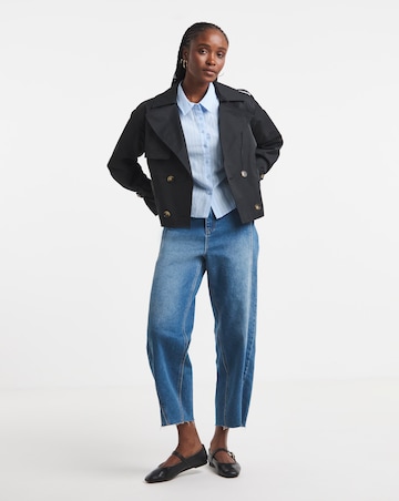 Simply Be Black Cropped Trench