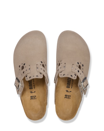 Birkenstock Boston Taupe Suede Rivet Mules - Standard Fit (D)