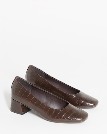 Heavenly Soles Catherine Low Block Heel Court Shoes - Extra Wide Fit (EEE)